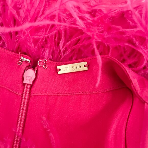 Cult Gaia Shannon Feather-embellished Dress Qajar Rose Pink - Picture 8 of 12